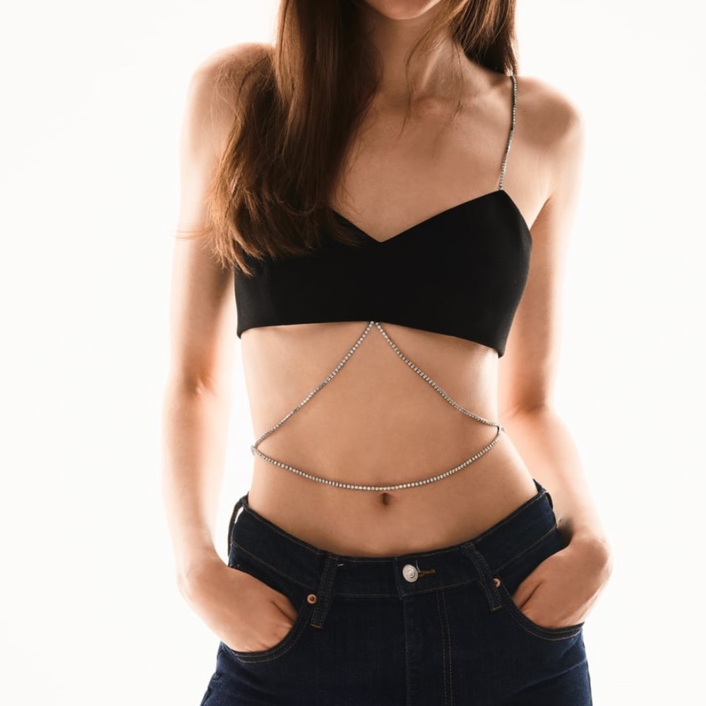 ZARA BNWT Jewel Crop Top - Picture 2 of 7
